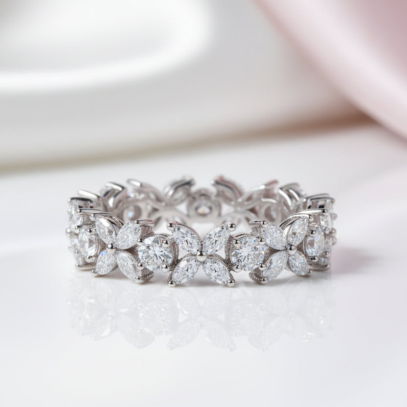 Marquise Cut Diamond Option Butterfly Wedding Band-Black Diamonds New York