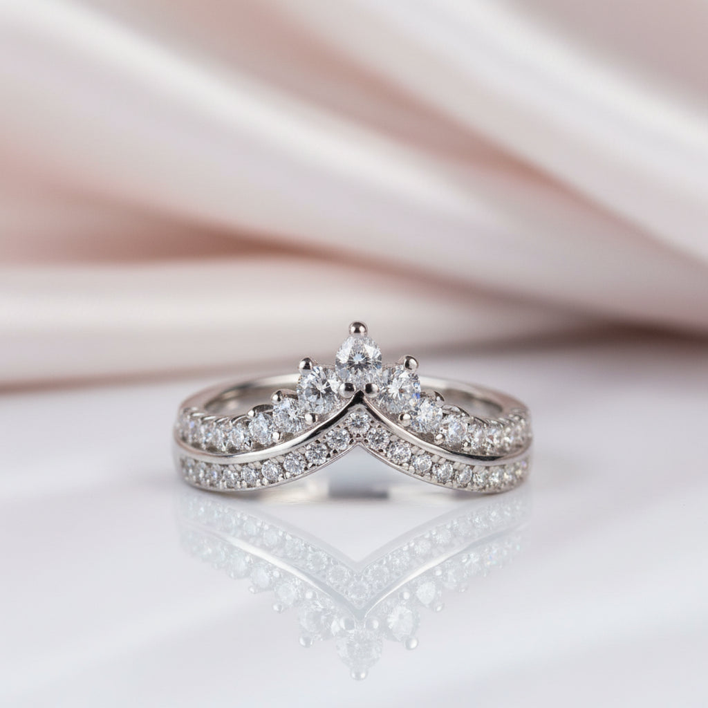 Marquise Cut Diamond Crown Wedding Band-Black Diamonds New York