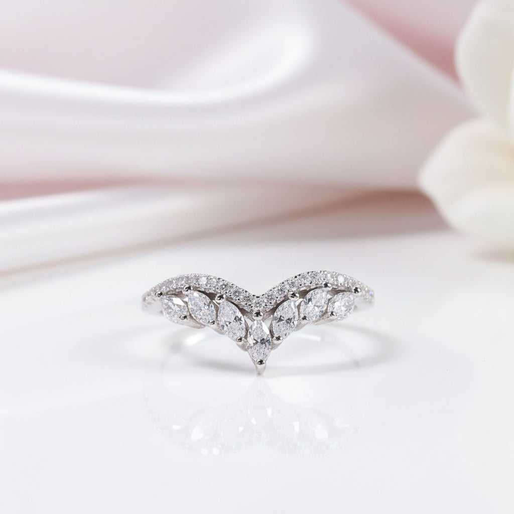 Marquise Cut Diamond Crown Wedding Band-Black Diamonds New York