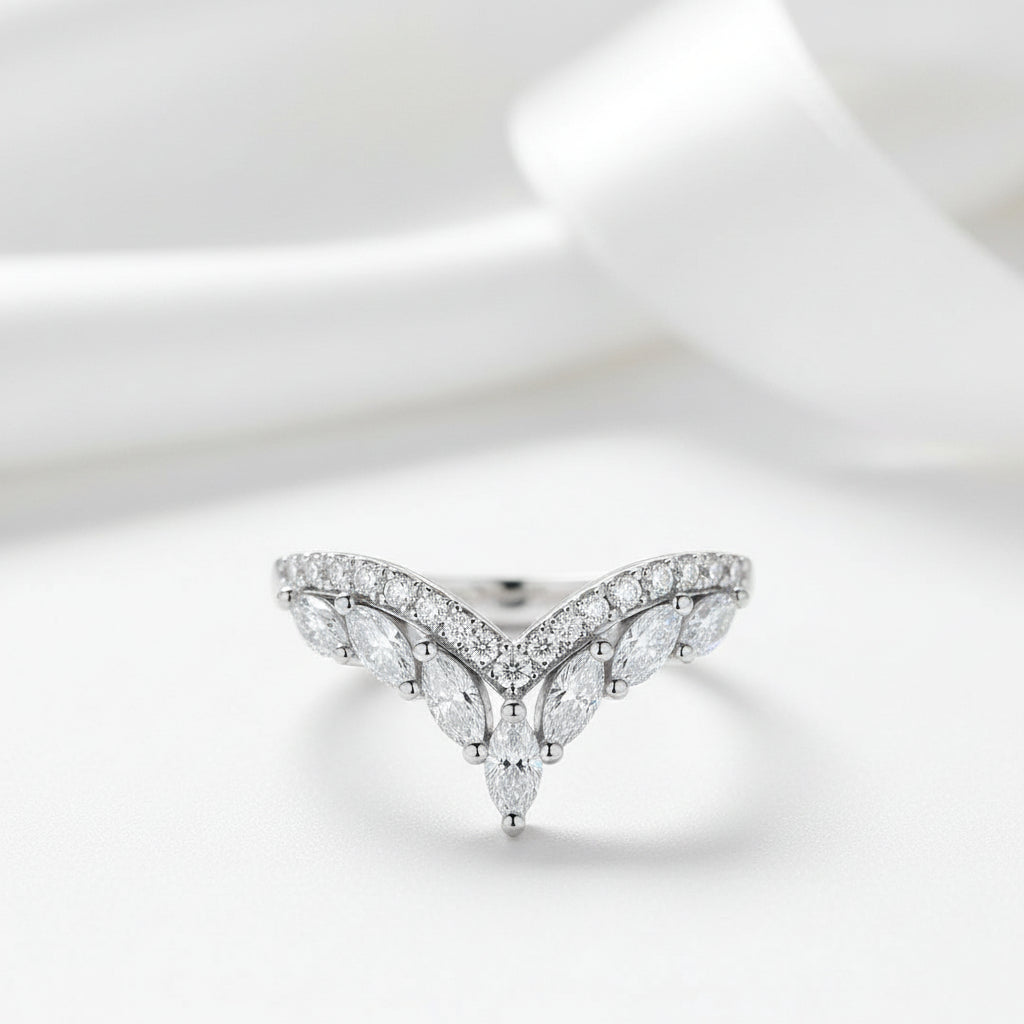 Marquise Cut Diamond Crown Wedding Band-Black Diamonds New York