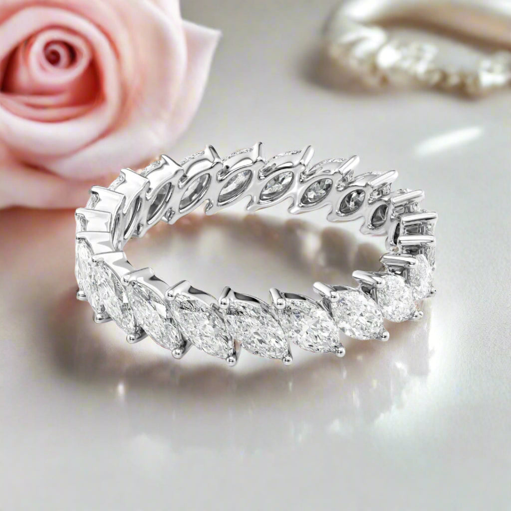 Marquise Cut Diamond Eternity Wedding Band-Black Diamonds New York