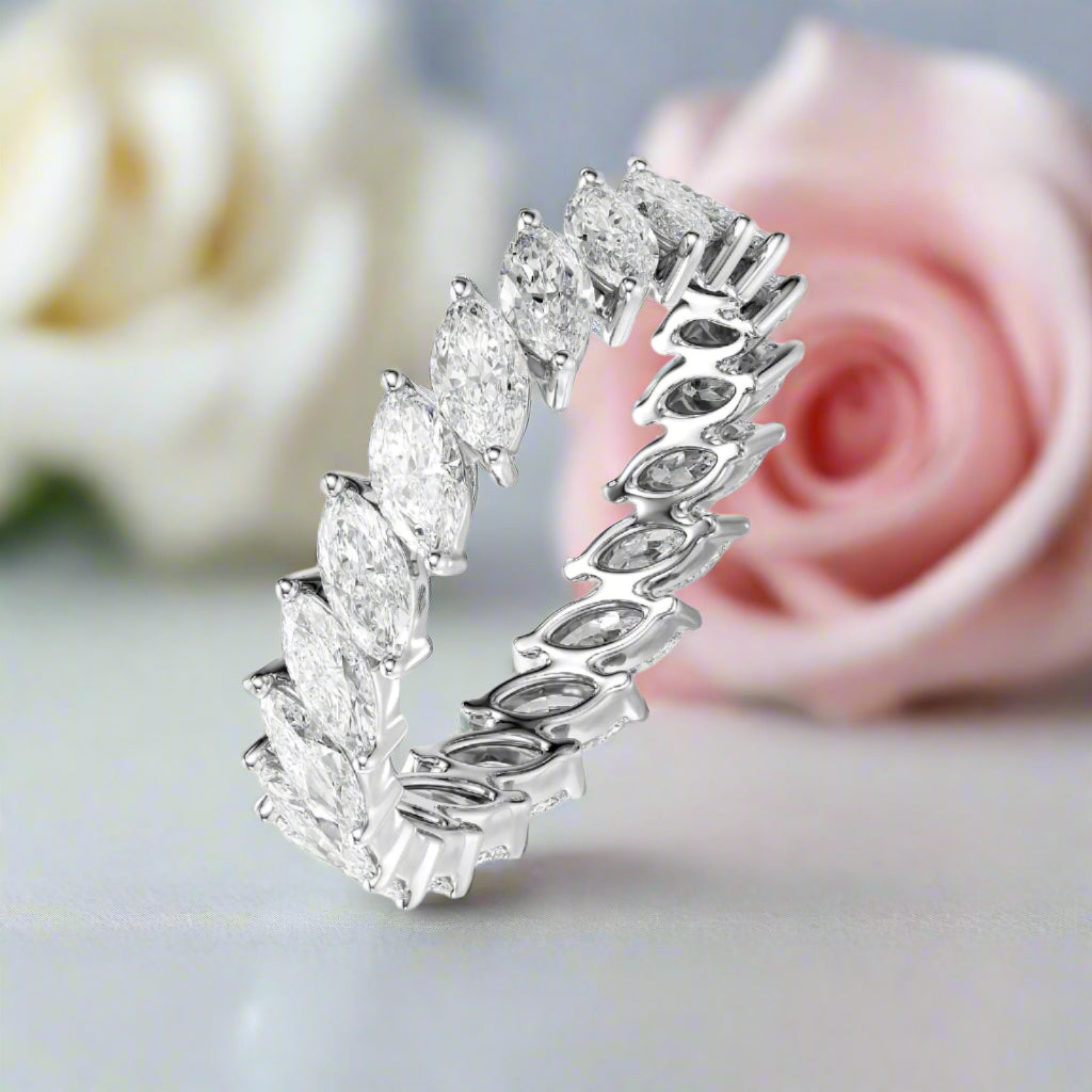 Marquise Cut Diamond Eternity Wedding Band-Black Diamonds New York