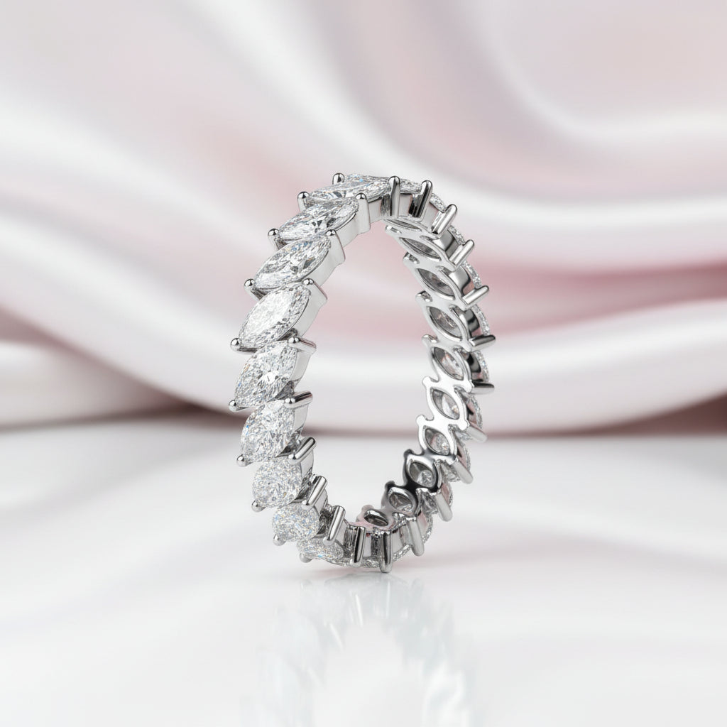 Marquise Cut Diamond Option Eternity Wedding Band-Black Diamonds New York