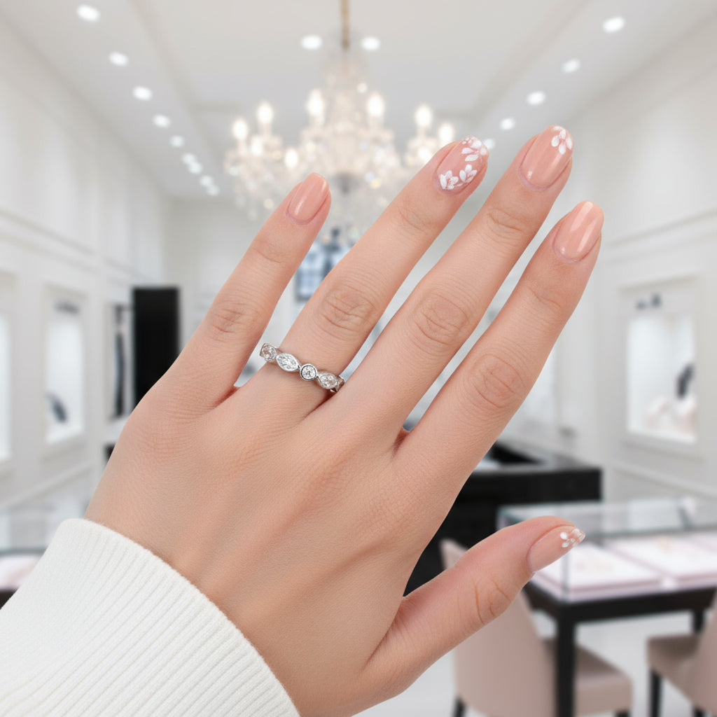 Marquise Ring Eternity Band Wedding Jewelry-Black Diamonds New York