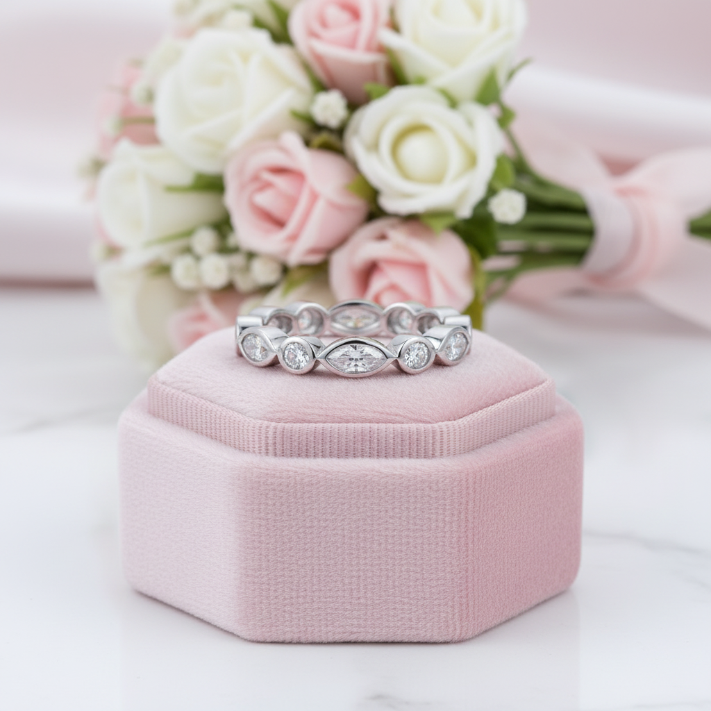Marquise Ring Eternity Band Wedding Jewelry-Black Diamonds New York
