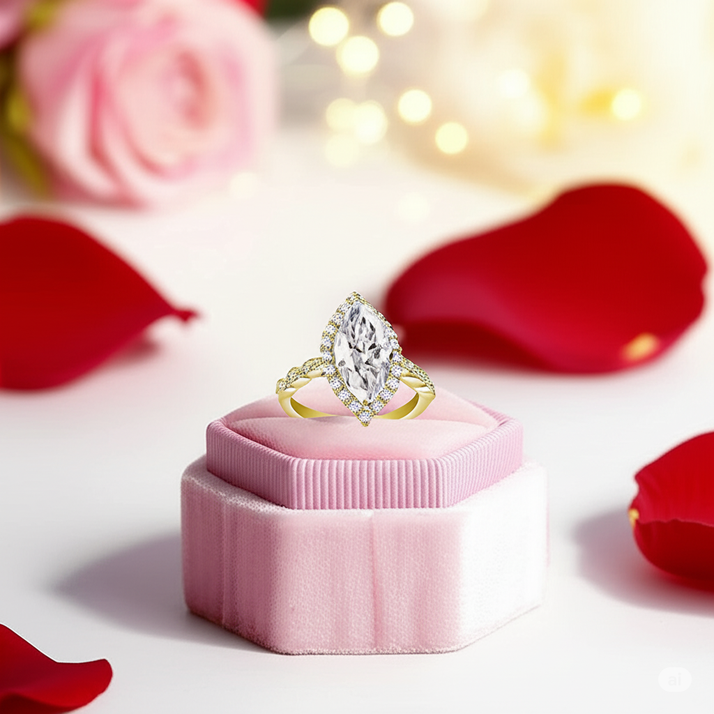 3.49 CT Marquise-Cut Diamond Engagement Ring-Black Diamonds New York