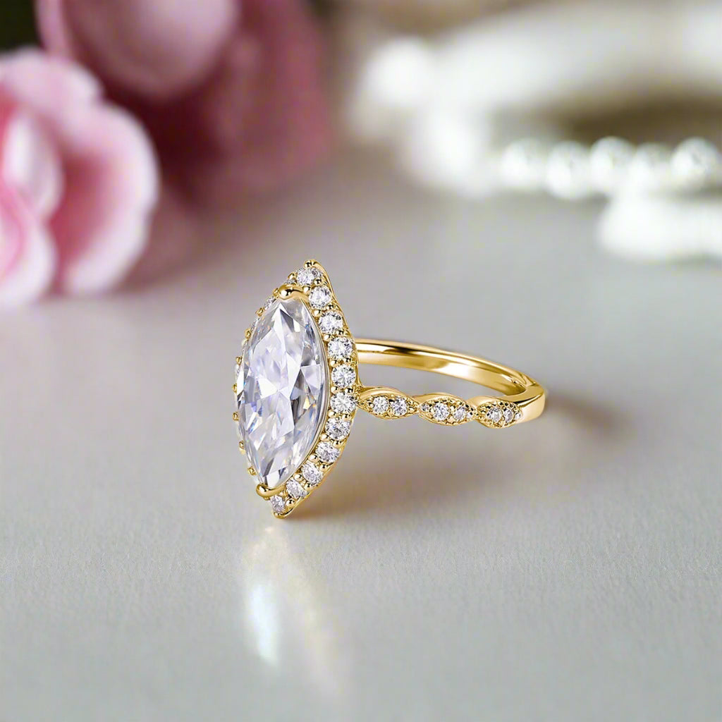 3.49 CT Marquise-Cut Diamond Engagement Ring-Black Diamonds New York