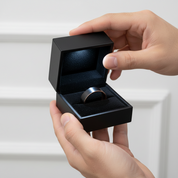 Matte Black & Rose Gold Finish Tungsten Carbide Wedding Band-Black Diamonds New York