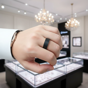 Matte Black & Rose Gold Finish Tungsten Carbide Wedding Band-Black Diamonds New York