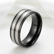 Matte Black Titanium Men's Wedding Band-Black Diamonds New York