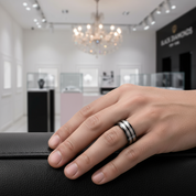 Matte Black Titanium Men's Wedding Band-Black Diamonds New York