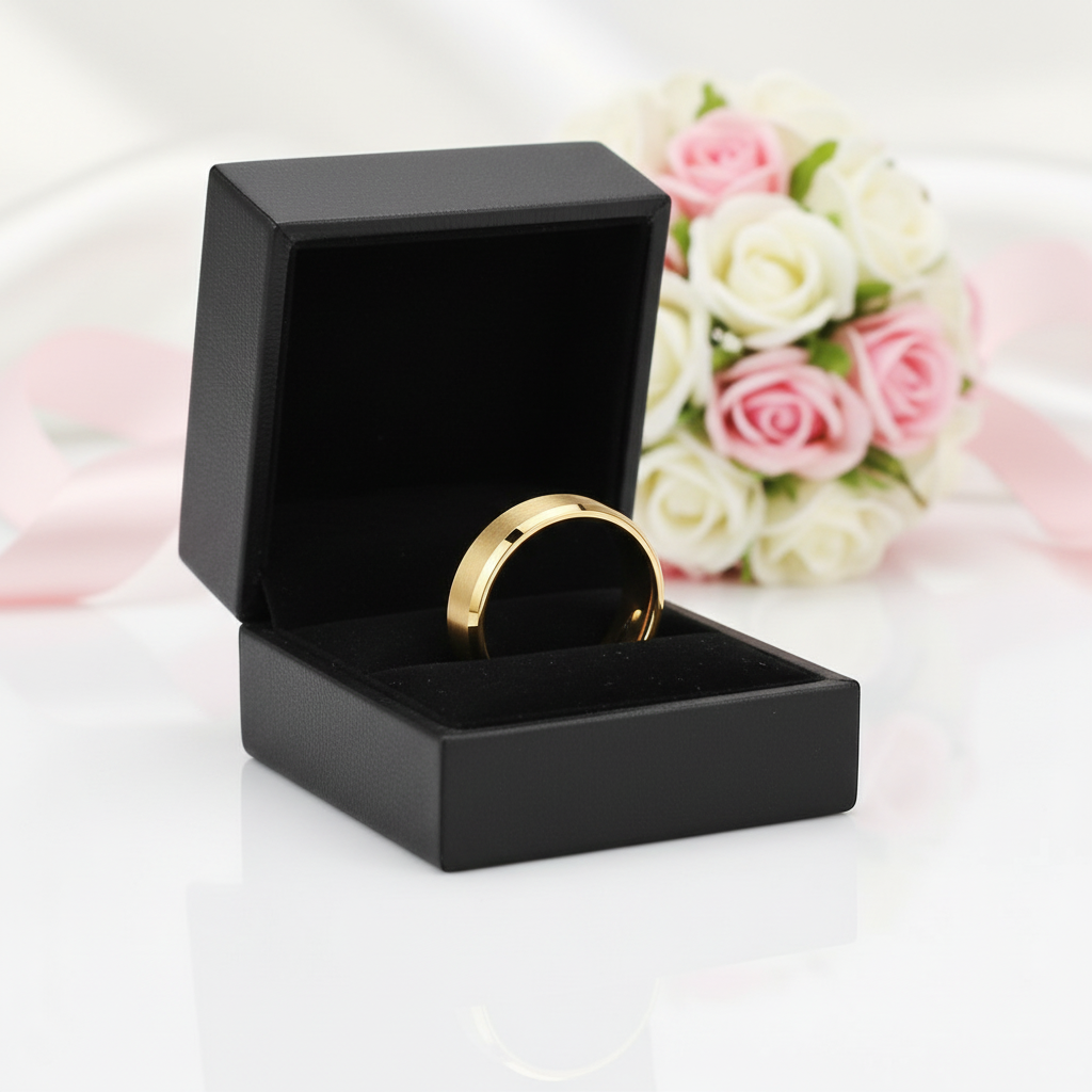 Matte Brushed Titanium Men's Wedding Band-Black Diamonds New York