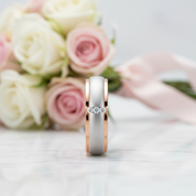 Matte Surface Stainless Steel Couples Wedding Band-Black Diamonds New York