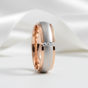 Matte Surface Stainless Steel Couples Wedding Band-Black Diamonds New York