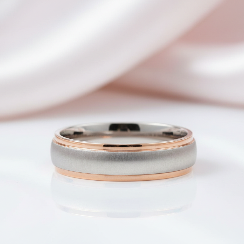 Matte Surface Stainless Steel Couples Wedding Band-Black Diamonds New York