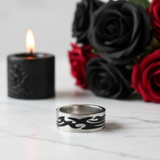 Men's Gothic Option Stainless Steel Ring Band-Black Diamonds New York