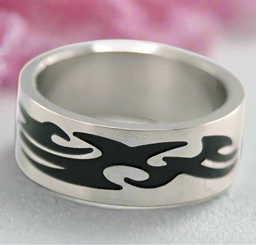 Men Gothic Style Stainless Steel Ring Band-Black Diamonds New York