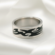 Men's Gothic Option Stainless Steel Ring Band-Black Diamonds New York