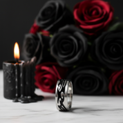 Men's Gothic Option Stainless Steel Ring Band-Black Diamonds New York