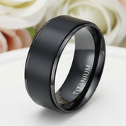 Men's 10mm Black Titanium Wedding Band-Black Diamonds New York