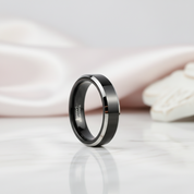 Men's 6mm Beveled Tungsten Carbide Wedding Band-Black Diamonds New York