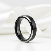Men's 6mm Beveled Tungsten Carbide Wedding Band-Black Diamonds New York