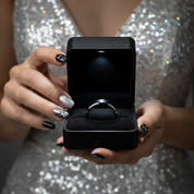Men's 6mm Beveled Tungsten Carbide Wedding Band-Black Diamonds New York