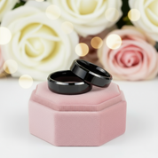 Men's 6mm Beveled Tungsten Carbide Wedding Band-Black Diamonds New York