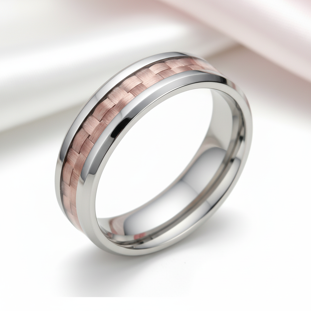 Men's 6mm Carbon Fiber Titanium Wedding Band-Black Diamonds New York