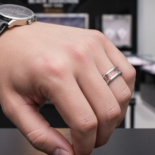 Men's 6mm Carbon Fiber Titanium Wedding Band-Black Diamonds New York