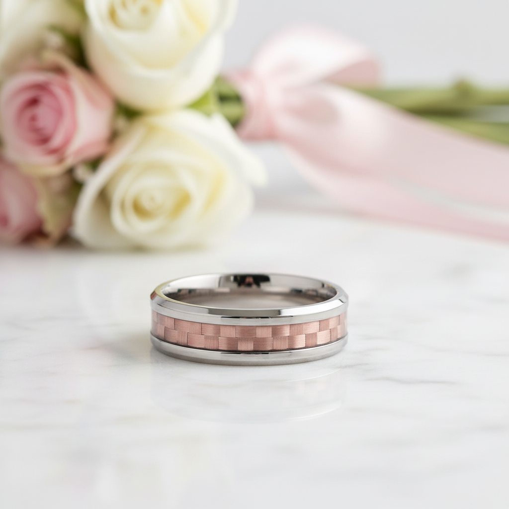 Men's 6mm Carbon Fiber Titanium Wedding Band-Black Diamonds New York