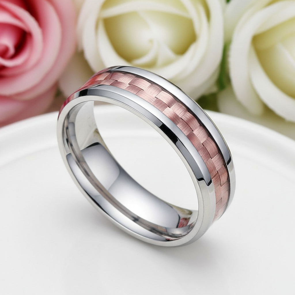 Men's 6mm Carbon Fiber Titanium Wedding Band-Black Diamonds New York