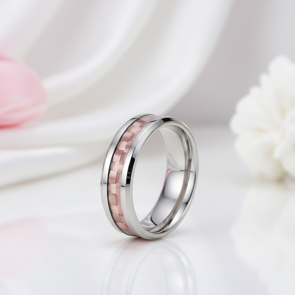Men's 6mm Carbon Fiber Titanium Wedding Band-Black Diamonds New York