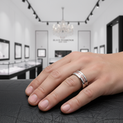 Men's 6mm Carbon Fiber Titanium Wedding Band-Black Diamonds New York