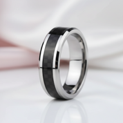 Men's 6mm Tungsten Carbide Wedding Band with Carbon Fiber Inlay-Black Diamonds New York
