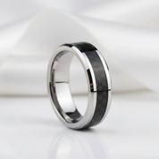 Men's 6mm Tungsten Carbide Wedding Band with Carbon Fiber Inlay-Black Diamonds New York