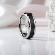 Men's 6mm Tungsten Carbide Wedding Band with Carbon Fiber Inlay-Black Diamonds New York