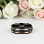 Men's 8mm Black Dome Tungsten Wedding Band-Black Diamonds New York