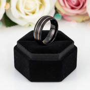 Men's 8mm Black Dome Tungsten Wedding Band-Black Diamonds New York