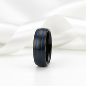 Men's 8mm Black Dome Tungsten Wedding Band-Black Diamonds New York