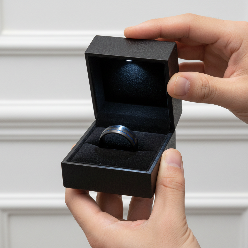 Men's 8mm Black Dome Tungsten Wedding Band-Black Diamonds New York