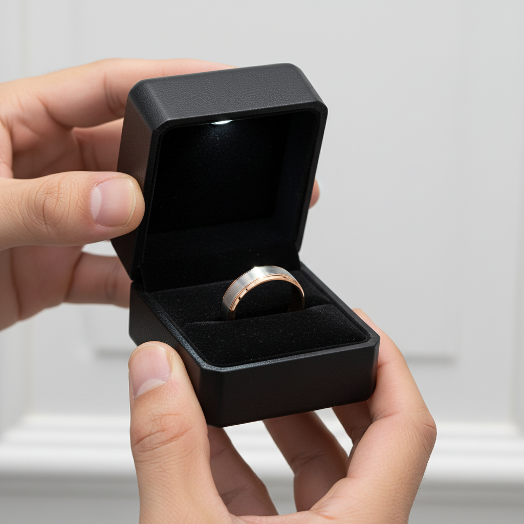 Men's 8mm Brushed Tungsten Wedding Band-Black Diamonds New York