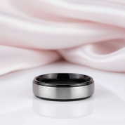 Men's 8mm Brushed Tungsten Wedding Band-Black Diamonds New York