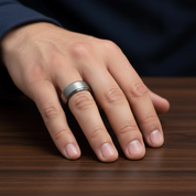 Men's 8mm Gray Tungsten Carbide Wedding Ring-Black Diamonds New York