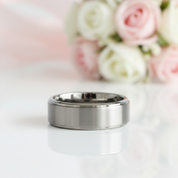 Men's 8mm Gray Tungsten Carbide Wedding Ring-Black Diamonds New York