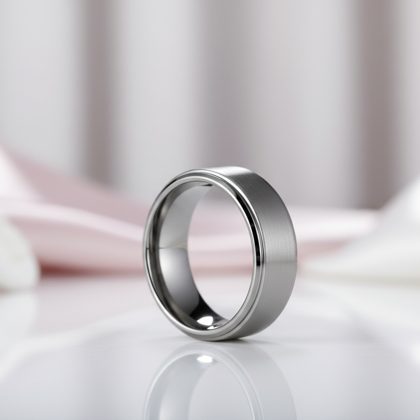 Men's 8mm Gray Tungsten Carbide Wedding Ring-Black Diamonds New York