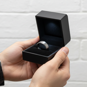 Men's 8mm Gray Tungsten Carbide Wedding Ring-Black Diamonds New York