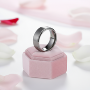 Men's 8mm Gray Tungsten Carbide Wedding Ring-Black Diamonds New York