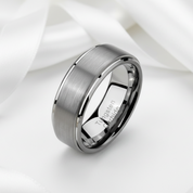 Men's 8mm Gray Tungsten Carbide Wedding Ring-Black Diamonds New York