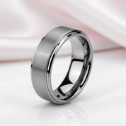 Men's 8mm Gray Tungsten Carbide Wedding Ring-Black Diamonds New York